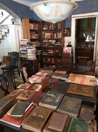 The "library" with tons of books, records, paper ephemera, early typewriters and more!