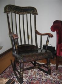 Antique Boston Rocker - with "A.V. Manning, Trenton" on bottom of seat - early 1800's
