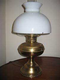 Oil lamp converted to electric.