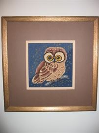 Hand made hooked design Owl - wool
