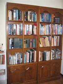 Lots of books, some DVDs and CDs & bookcases (Ethan Allan)