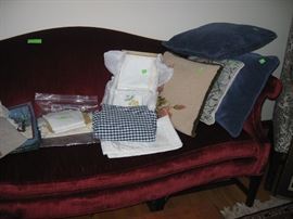 Table cloths, napkins, throw pillows, placemats