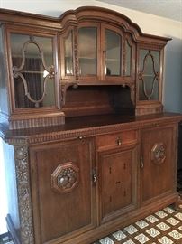 Carved Glass Front China Cabinet