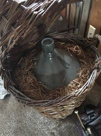 Vintage Glass Jug in Basket