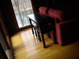 Sofa table and two stools