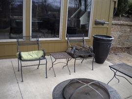 Wrought iron chairs, end and coffe table, Jenn aire grill and fire pit
