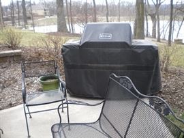 Wrought iron chairs, end and coffe table, Jenn aire grill and fire pit