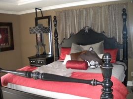 King size bedroom suite, head/foot board, night stands, dresser  with mattress and amoire