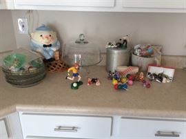 Vintage Cake toppers, Pyrex, and fun Humpty Dumpty cookie jar!