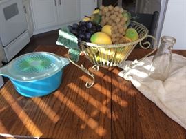 Pyrex, old milk bottle