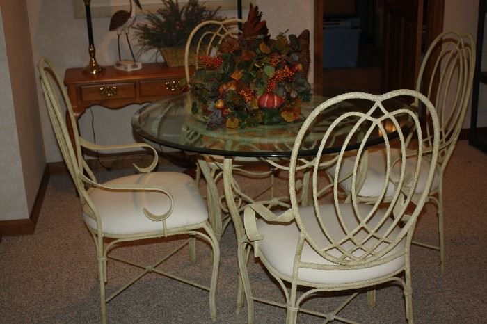 WROUGHT IRON GLASS TOP TABLE SET