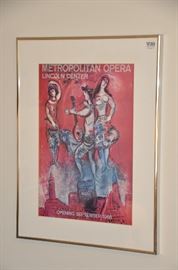 1960 Metropolitan Opera framed Marc Chagall poster