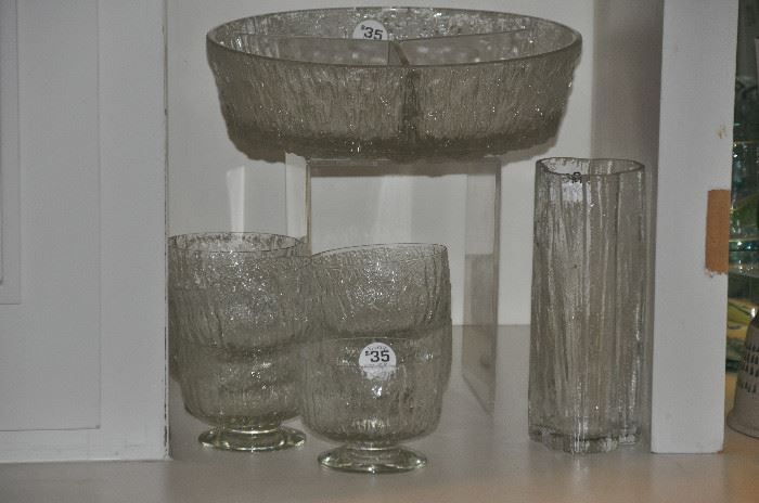 Vintage Iitalia vase, serving bowl and footed desert cups