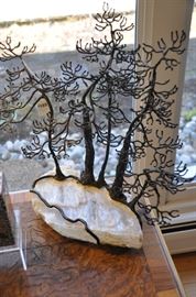 Wonderful marble and metal tree sculpture