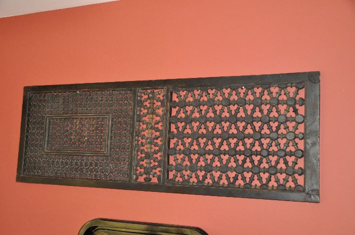 Exquisite antique wooden Asian door panel!            (60"w x 23")