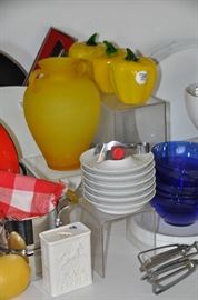 More great kitchen items including vintage blown glass yellow peppers!