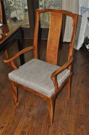 8 Century upholstered Dining Chairs which include 2 captain chairs 