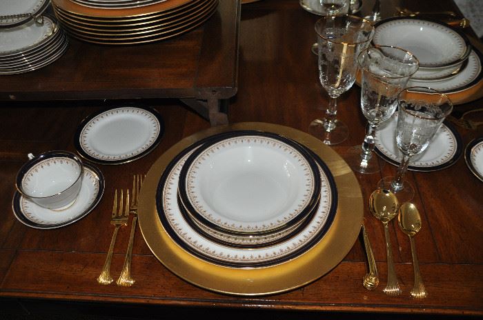 Amazing Aynsley Leighton Cobalt Blue, service for 12 available (6 piece place settings)