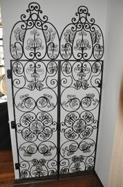 SPECTACULAR pair of 2 panel wrought iron scrolled gates! (each set is 6' x 3') 