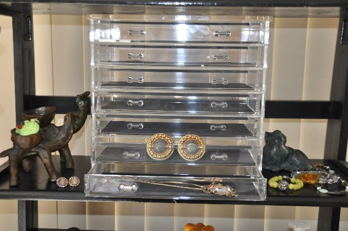 Wonderful lucite jewelry box and more jewelry!