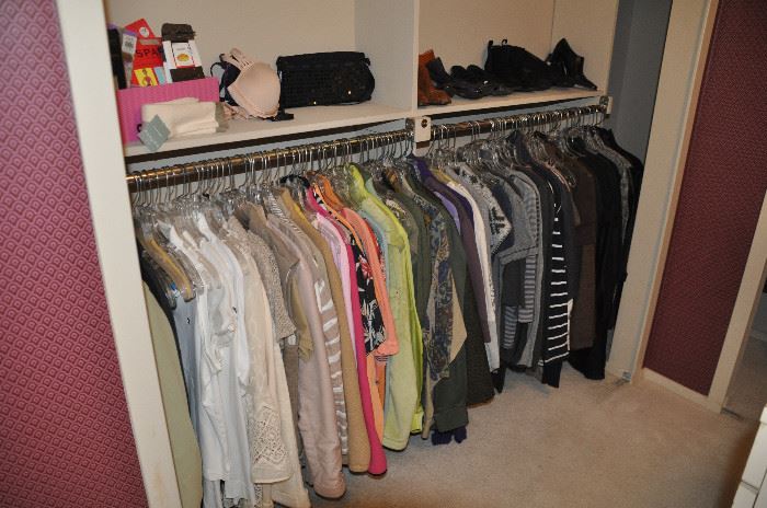 Large walk-in closet filled with a great selection of better quality women's clothes!
