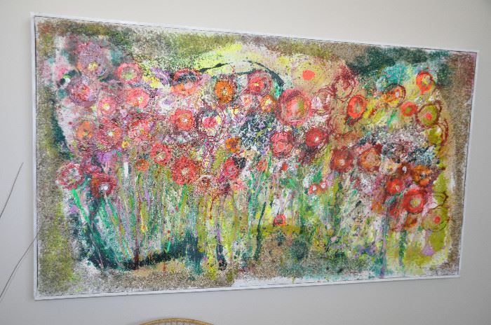Stunning "Flowers" acrylic painting, unsigned