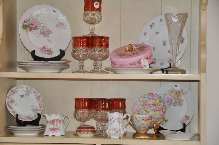 Wonderful collection of vintage porcelain and cranberry glass!