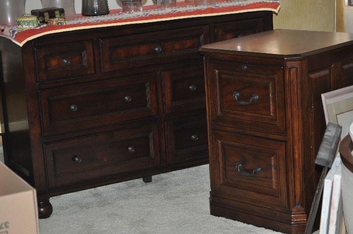 DRESSER WITH MATCHING NIGHTSTAND, 2 DRAWER FILING CABINET
