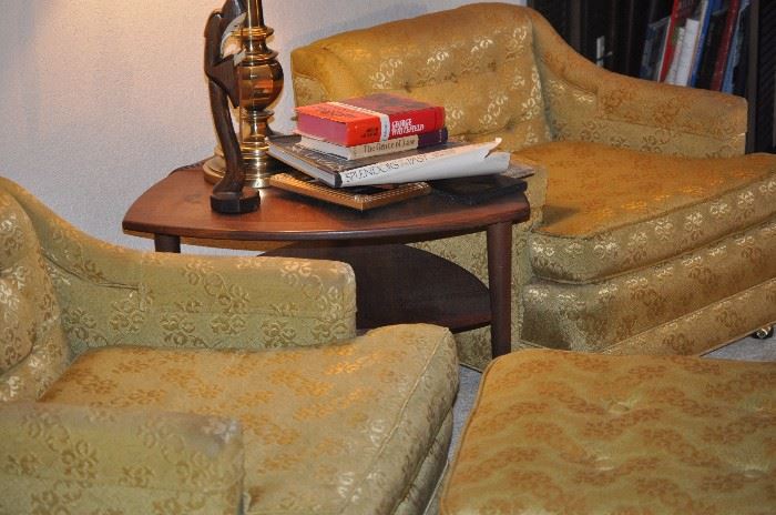 PAIR OF VINTAGE OCCASIONAL CHAIRS - 1 OTTOMAN