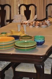DINING TABLE WITH 6 CHAIRS, FIESTA WARE