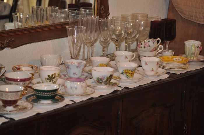 CUP AND SAUCER COLLECTION a few of these cups and saucers will be kept by the family. Most are for sale however.