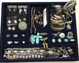 LARGE SELECTION OF STERLING SILVER JEWELRY, NAVAJO AND ZUNI NATIVE AMERICAN JEWELRY, AMBER JEWELRY, PRECIOUS AND SEMI-PRECIOUS NATURAL STONES.