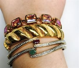 STERLING SILVER BRACELETS WITH RUBY AND EMERALD