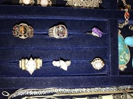 LARGE SELECTION OF STERLING SILVER JEWELRY, NAVAJO AND ZUNI NATIVE AMERICAN JEWELRY, AMBER JEWELRY, PRECIOUS AND SEMI-PRECIOUS NATURAL STONES.