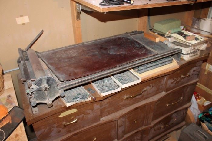Vintage printing type press