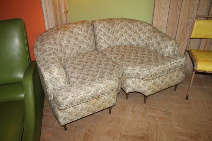 Vintage mid century 2pc. loveseat or 2 corner chairs