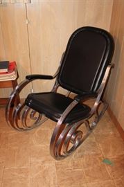 Vintage chrome rocking chair w/ black vinyl upholstery