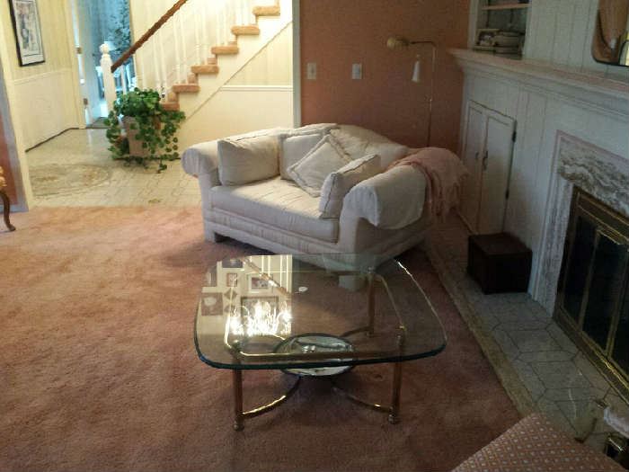 White sofa $300.00 Glass table 350.00