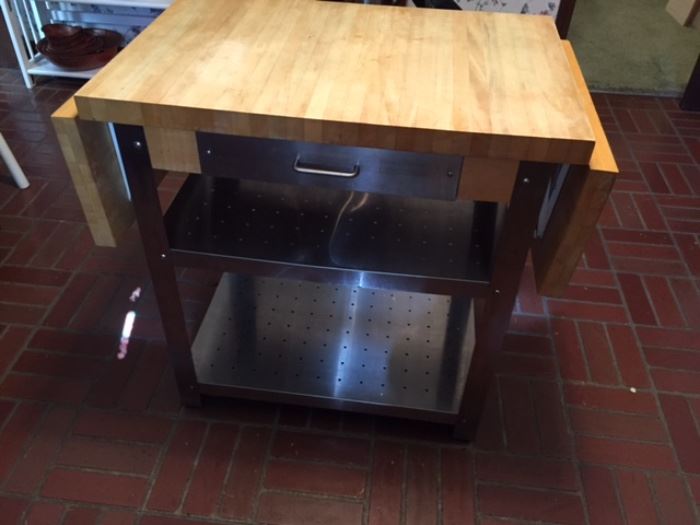Kitchen island with extensions down  
