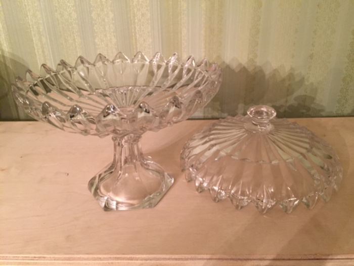 Cut glass compote with lid