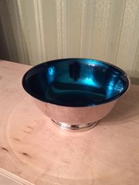 Gorham Paul Revere silver-plate bowl with turquoise glass insert