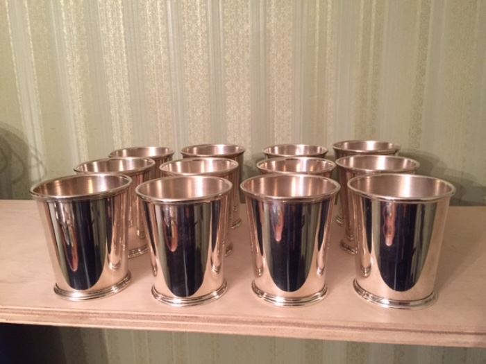 12 Kirk & Son sterling julep cups (engraved initial)