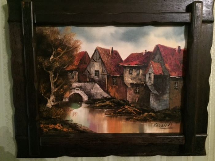 Canal painting signed Casal  16"w x 12"l