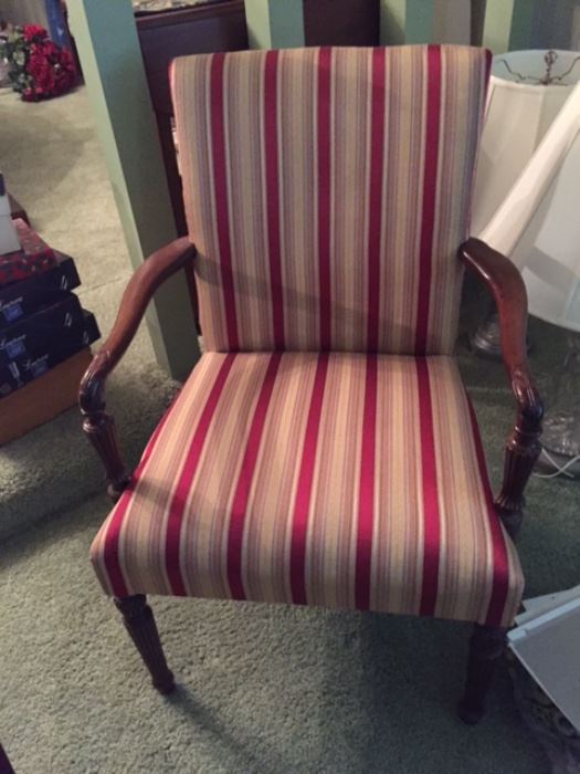 Vintage armchair with striped upholstery 
