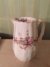 Antique Flowered pitcher --Thomas Furnival & Son 1871-1890