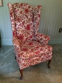 One of a pair of Wing back chairs.  They will be sold individually