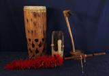 These remarkable hand crafted instruments are from Hawaii.
