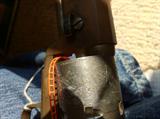 Close up of cylinder of CVA pistol.
CVA (Connecticut Valley Arms) .36 cal cap and ball muzzleloading blackpowder pistol. Cyllinder has engraving that says, "ENGRAVED 16 MAY 1843", and has engraving a naval scene. Age has not been determined yet.