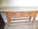 Stone top buffet.