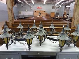 PAIR OF IRON  LIGHT FIXTURES